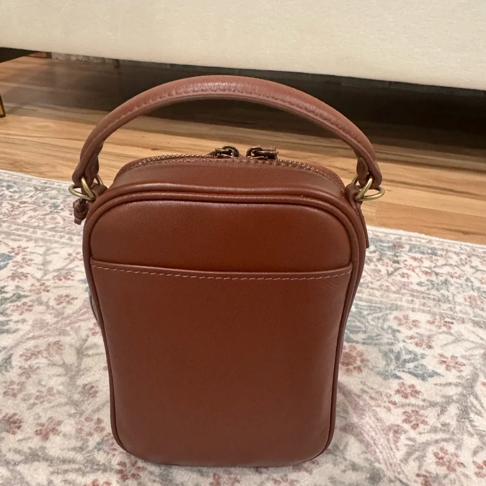 Minooy Naya Coffee-Brown Leather Crossbody Bag - Picture 4 of 16